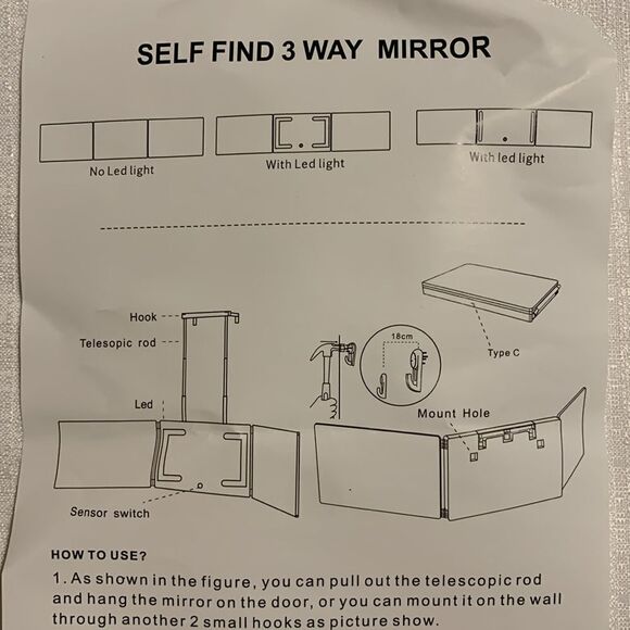 Trifold lighted cosmetic mirror.  USB cord not included.  NEW - Picture 14 of 14